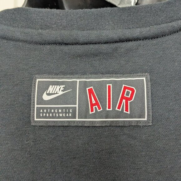 NIKE AIR Max Men's Sweatshirt Crewneck Spell Out Chest Logo Sz L Black/Gray - Picture 8 of 10